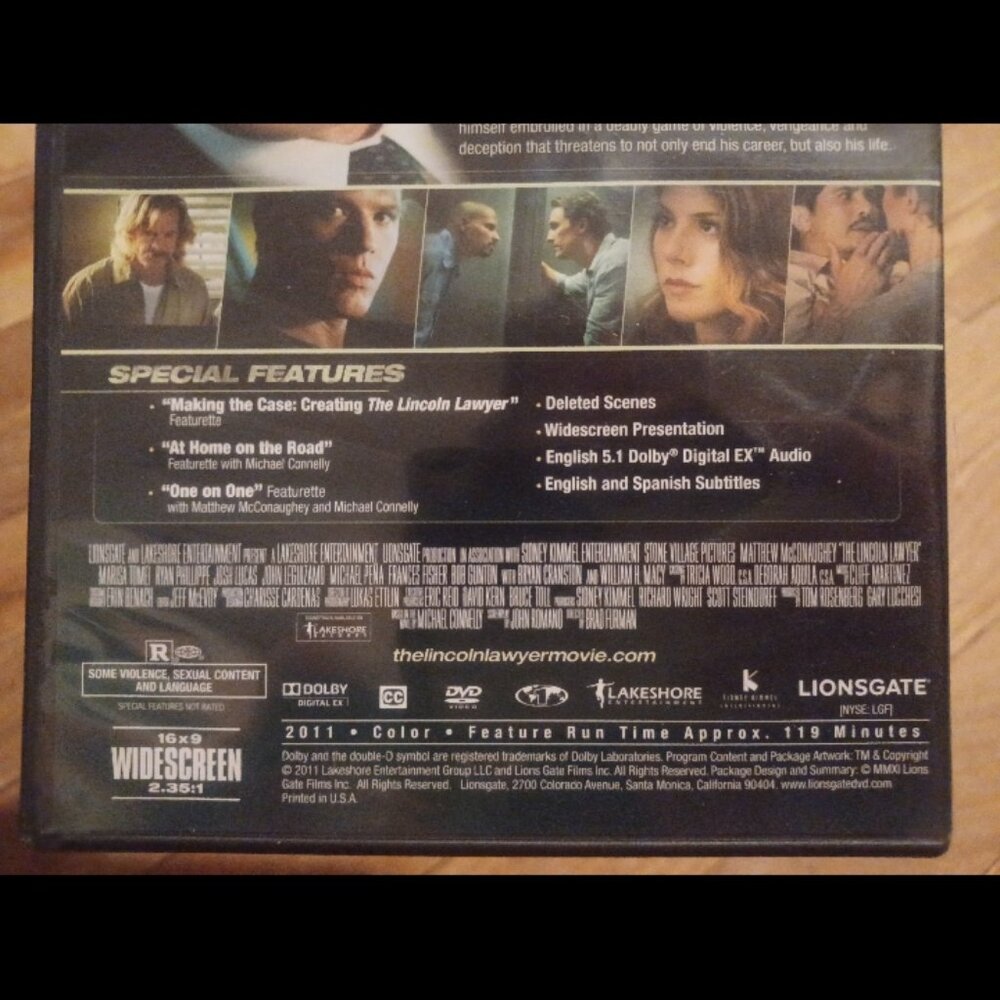 Matthew McConaughey movie "The Lincoln Lawyer" DVD - Picture 7 of 8